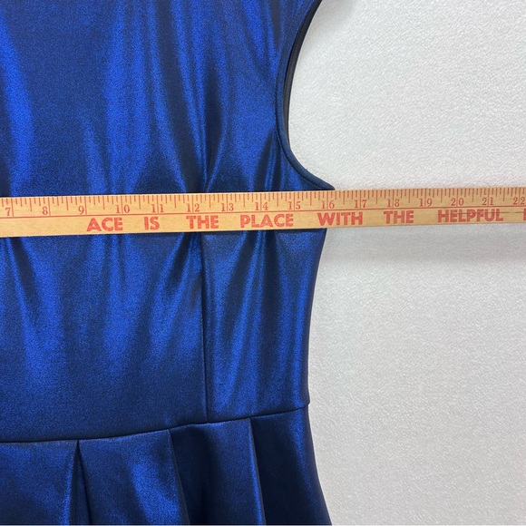 Ted Baker Metallic Blue Ayma Embellished Skater Dress Size 3 (Small) - Picture 4 of 13
